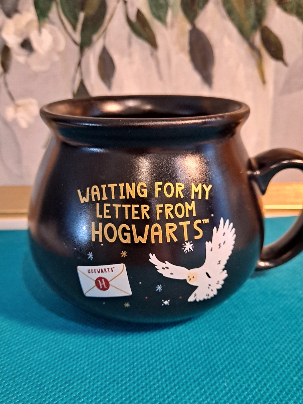 Hogwarts Black Ceramic CauldronMug Gold Waiting For My Letter From Hogwarts Text